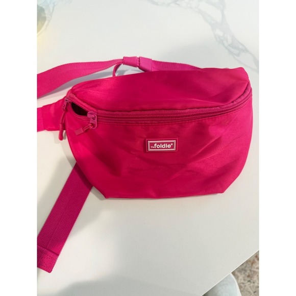 The Foldie Handbags - The Foldie Belt Bag Hot Pink Nylon RFID Safe Waist Pack Crossbody Travel Bag